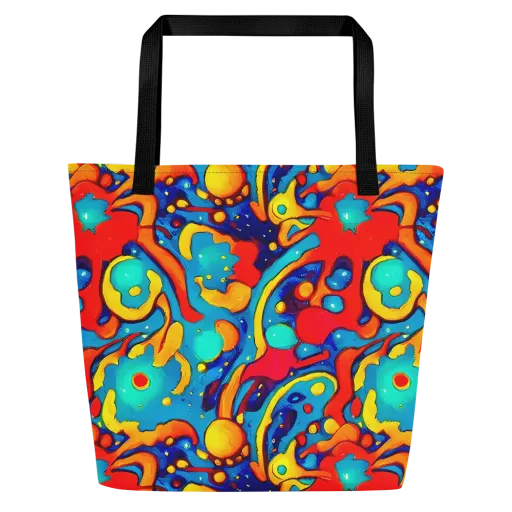 Neon Tidal Burst on a Large Tote Bag W/ Pocket