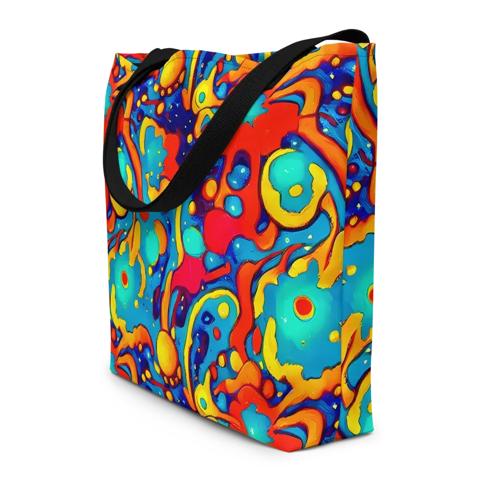 Neon Tidal Burst on Large Tote Bag W/ Pocket — Front