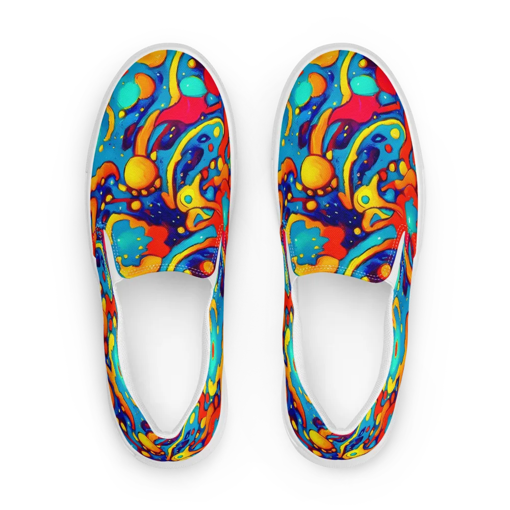 Neon Tidal Burst on Women's Slip-On Canvas Shoes — Front