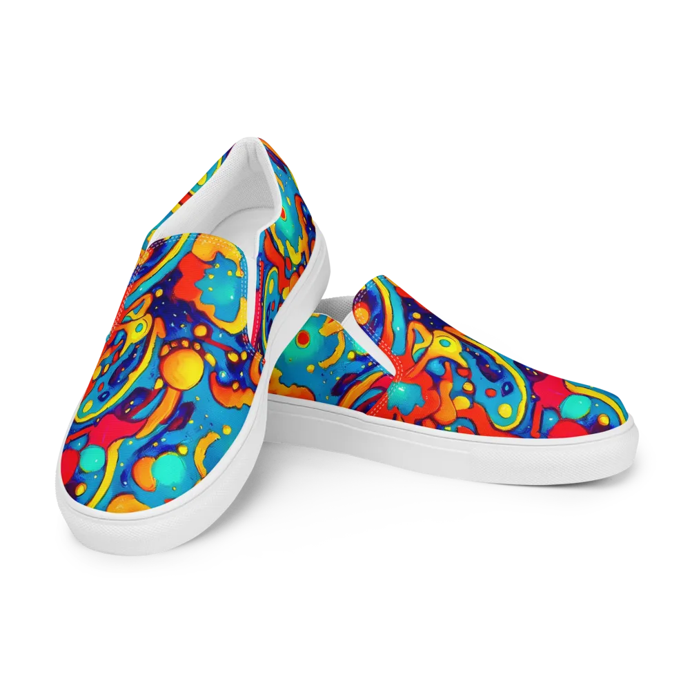 Neon Tidal Burst on Women's Slip-On Canvas Shoes — Left Front