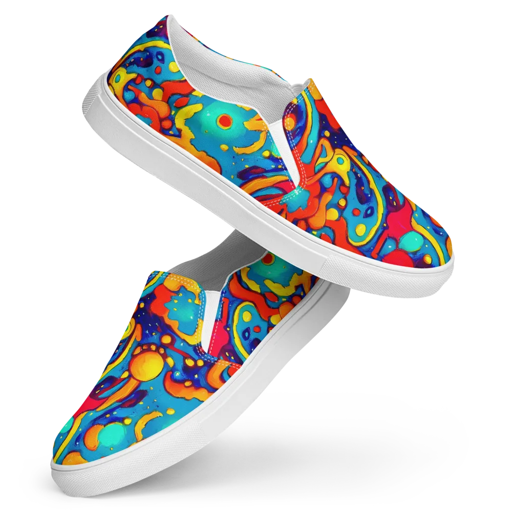 Neon Tidal Burst on Women's Slip-On Canvas Shoes — Front