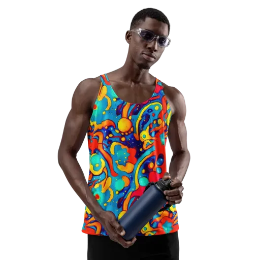 Neon Tidal Burst on a Men's Tank Top