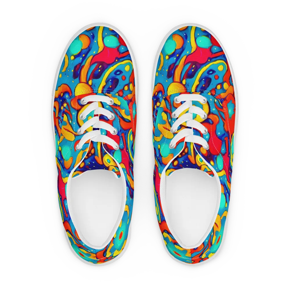 Neon Tidal Burst on Men's Lace-Up Canvas Shoes — Front
