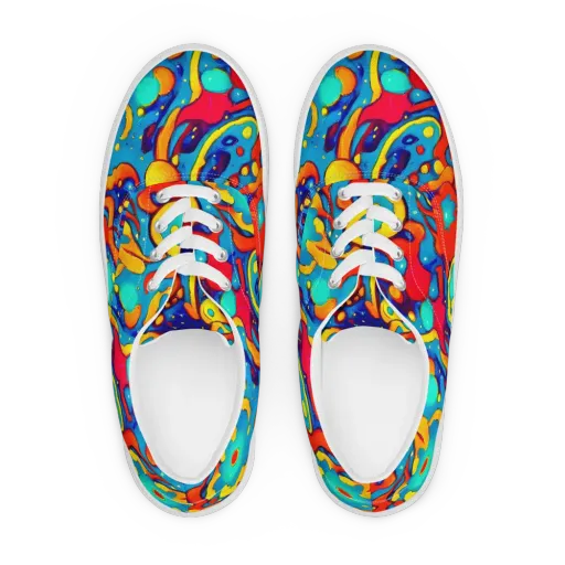 Neon Tidal Burst on a Men's Lace-Up Canvas Shoes