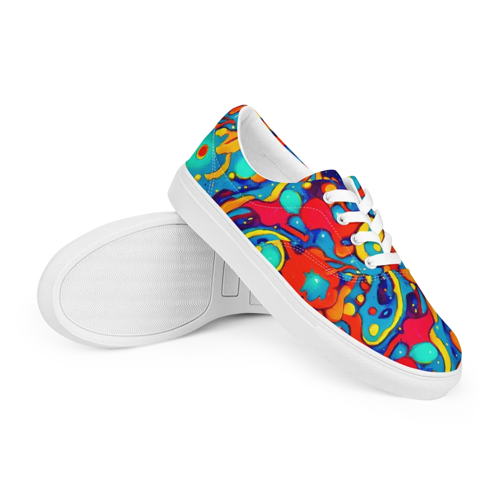 Neon Tidal Burst on Men's Lace-Up Canvas Shoes — Right Front