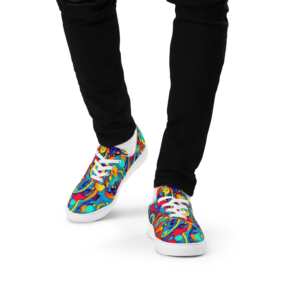 Neon Tidal Burst on Men's Lace-Up Canvas Shoes — Front