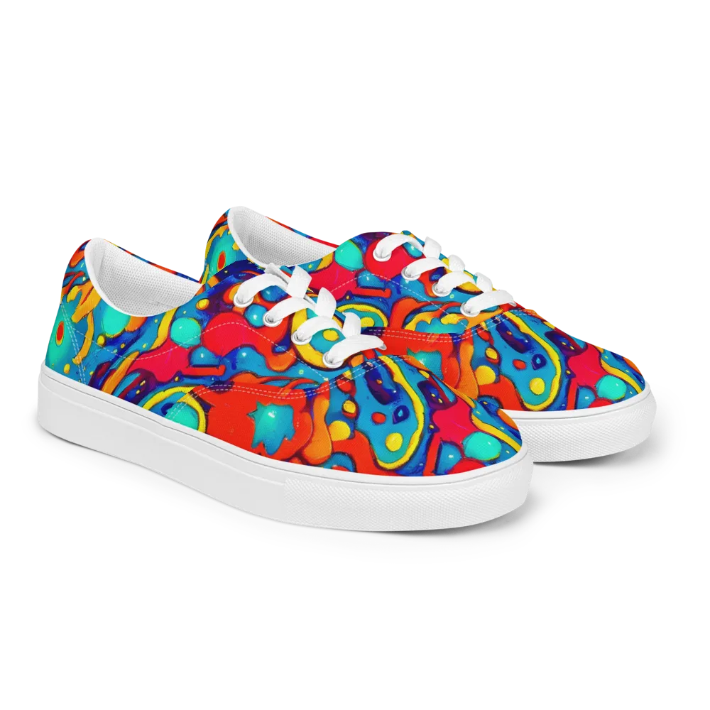 Neon Tidal Burst on Men's Lace-Up Canvas Shoes — Right Front