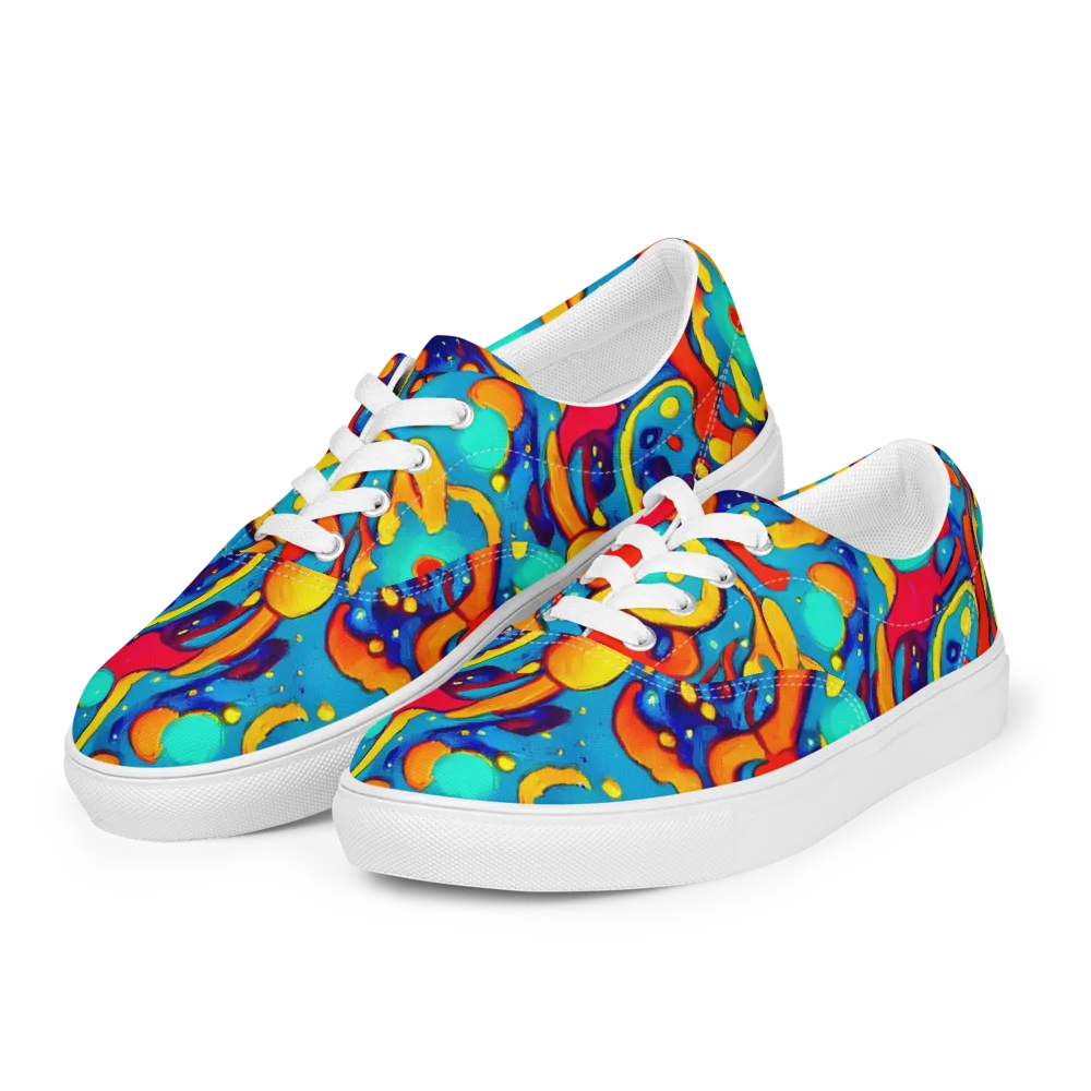 Neon Tidal Burst on Men's Lace-Up Canvas Shoes — Left Front