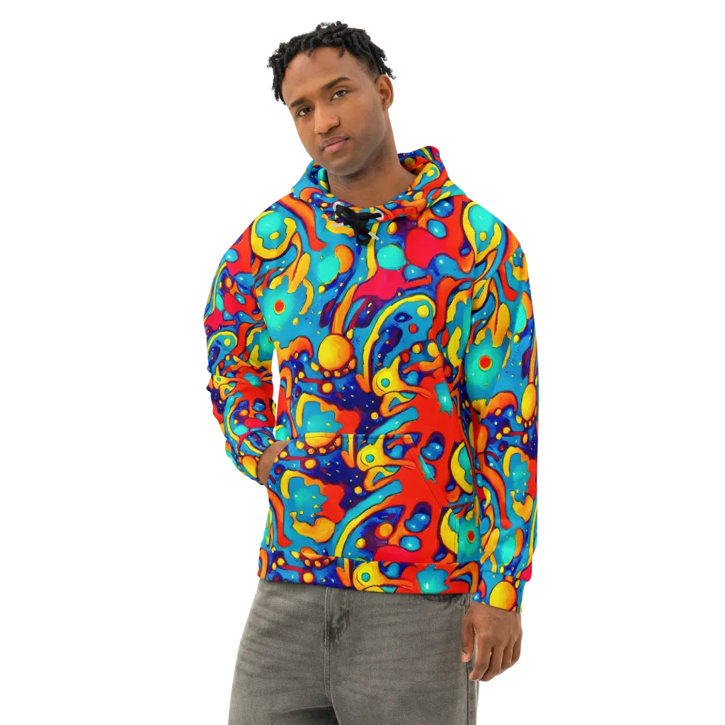 Neon Tidal Burst on Cotton Hoodie — Left Front