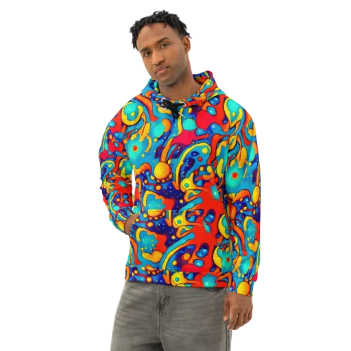 Neon Tidal Burst on a Cotton Hoodie