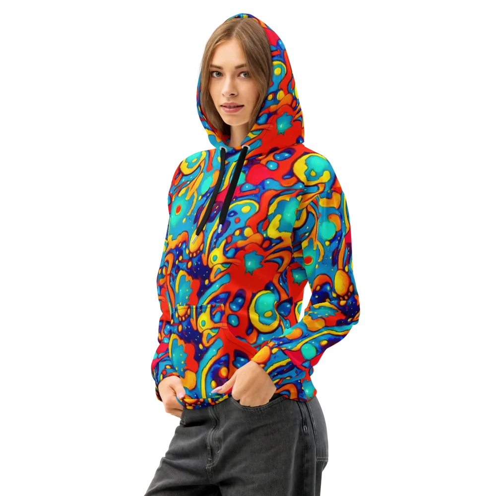 Neon Tidal Burst on Cotton Hoodie — Left Front