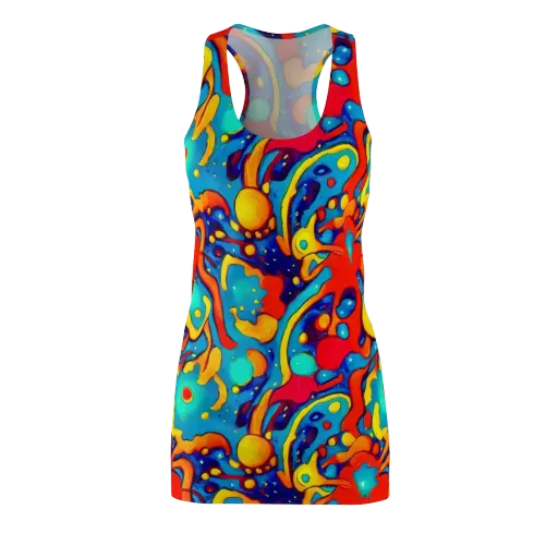 Neon Tidal Burst on a Racerback Dress