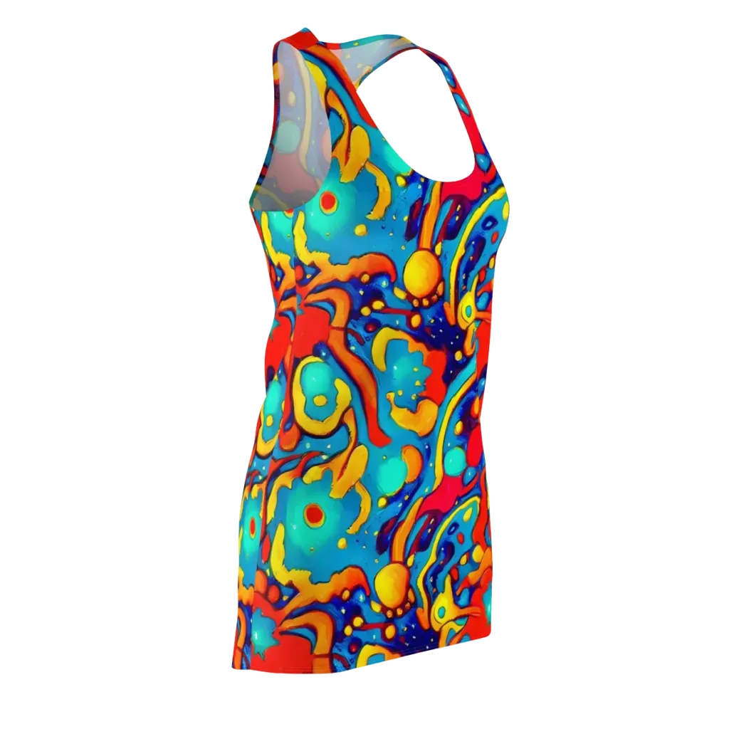 Neon Tidal Burst on Racerback Dress — Front Side