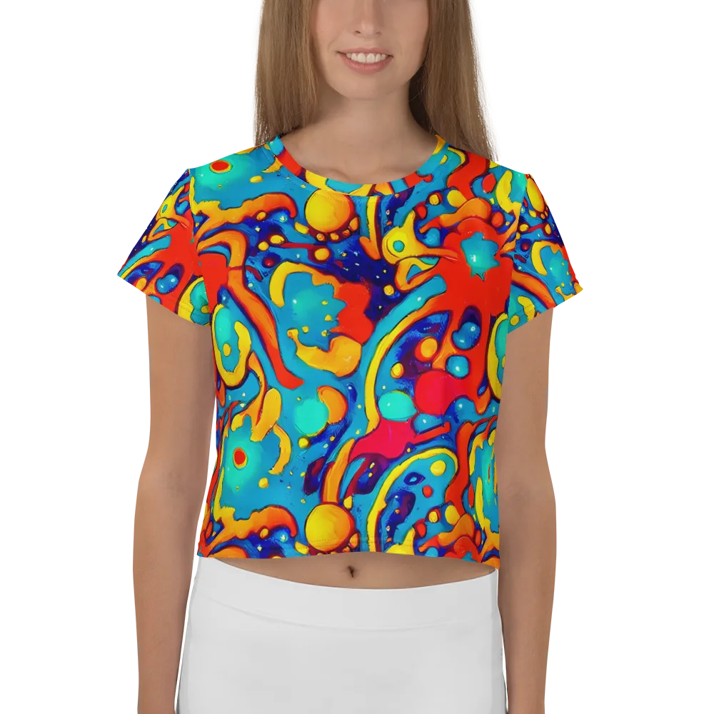 Neon Tidal Burst on Crop Tee — Front