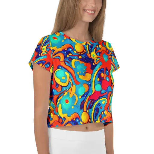 Neon Tidal Burst on a Crop Tee