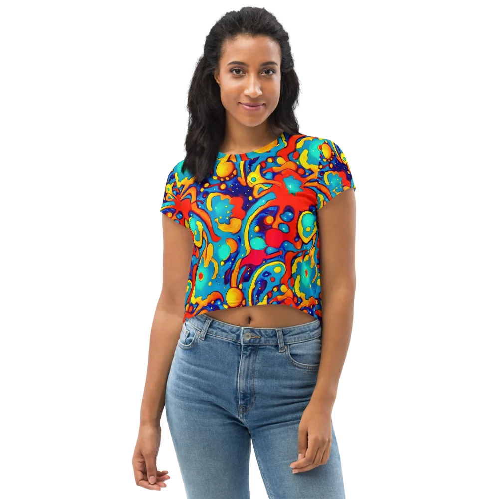 Neon Tidal Burst on Crop Tee — Front