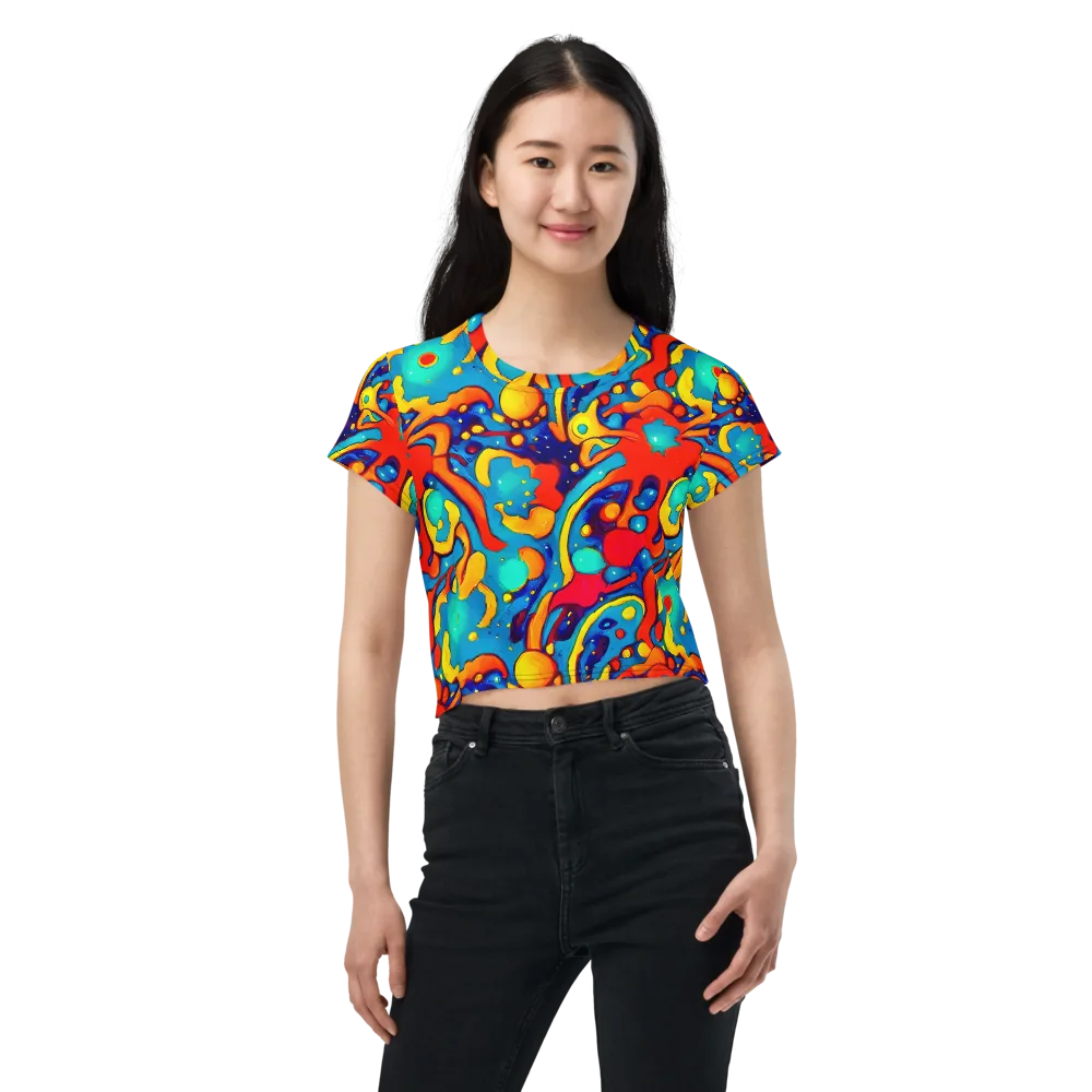 Neon Tidal Burst on Crop Tee — Front