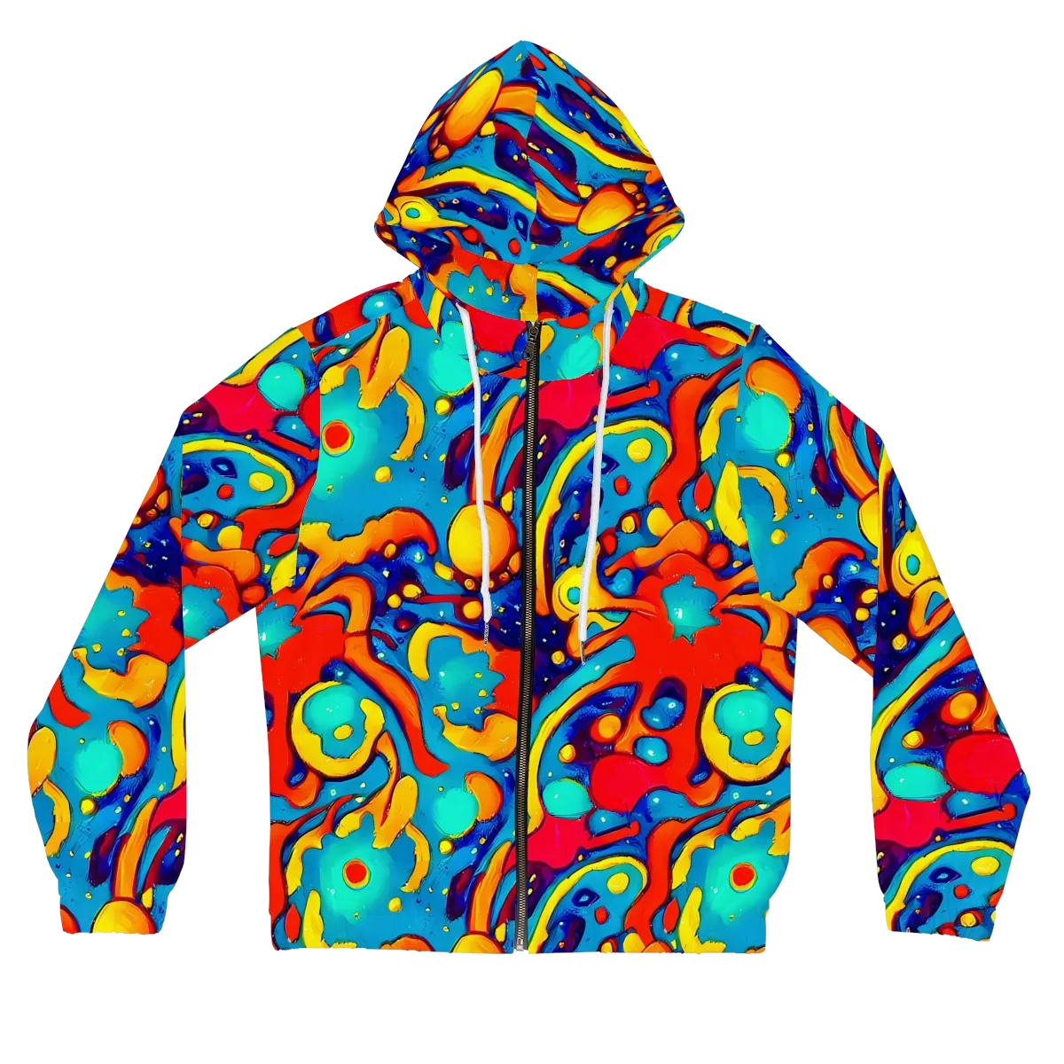 Neon Tidal Burst on Women's Full-Zip Hoodie — Front