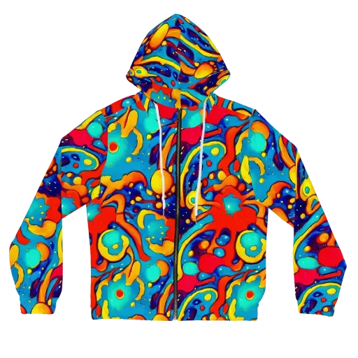 Neon Tidal Burst on a Women's Full-Zip Hoodie
