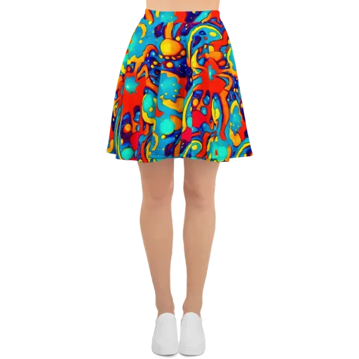 Neon Tidal Burst on a Skater Skirt