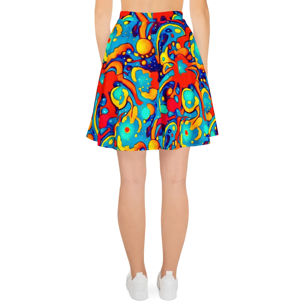 Neon Tidal Burst on Skater Skirt — Back