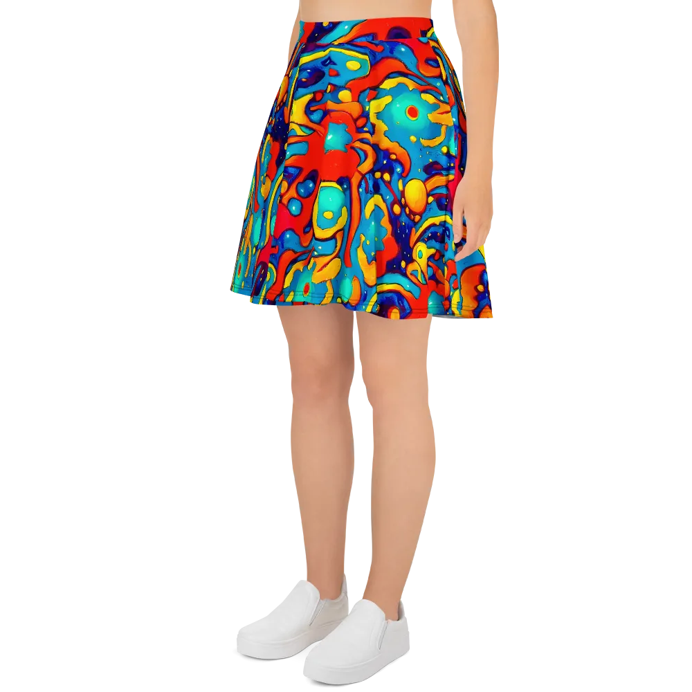 Neon Tidal Burst on Skater Skirt — Left