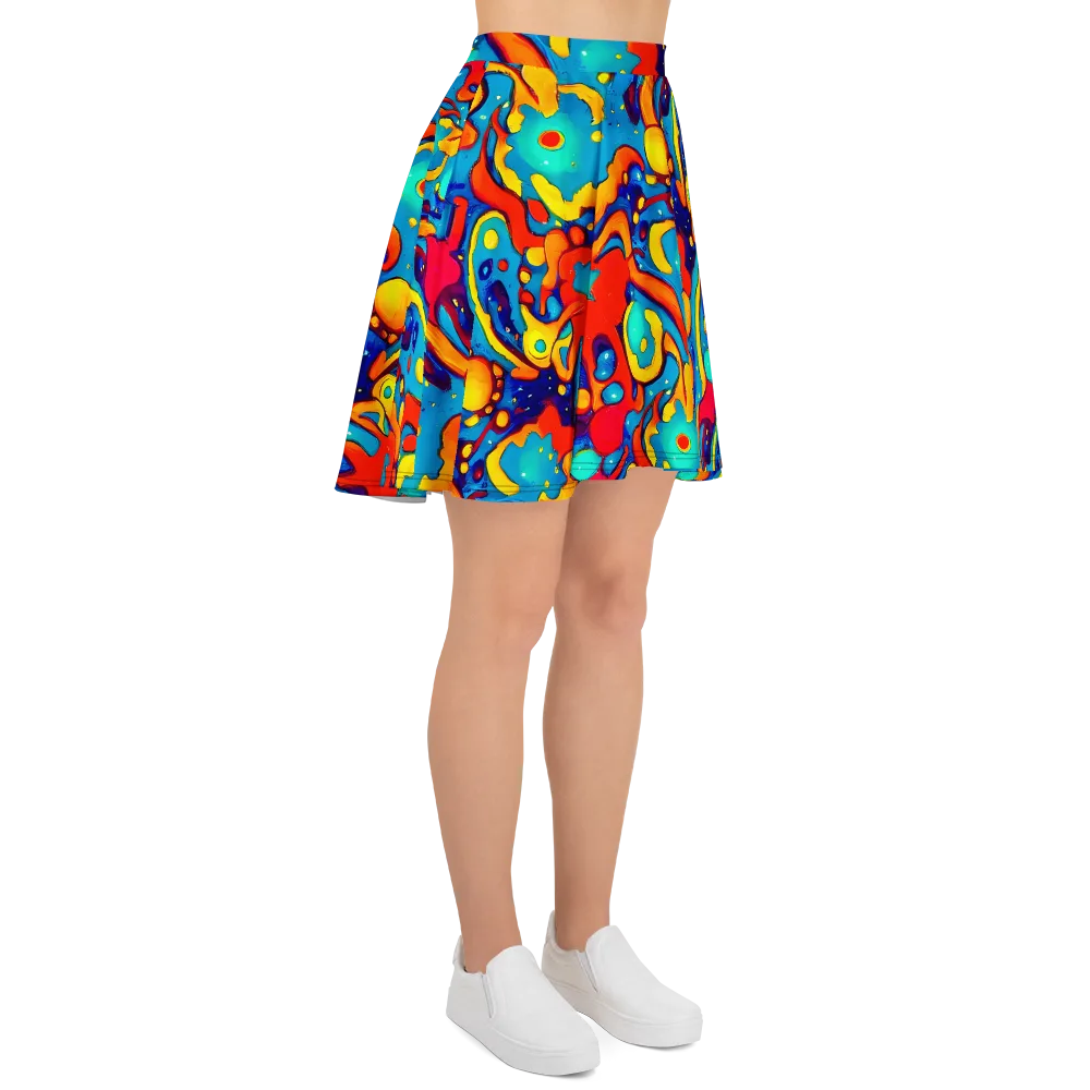 Neon Tidal Burst on Skater Skirt — Right