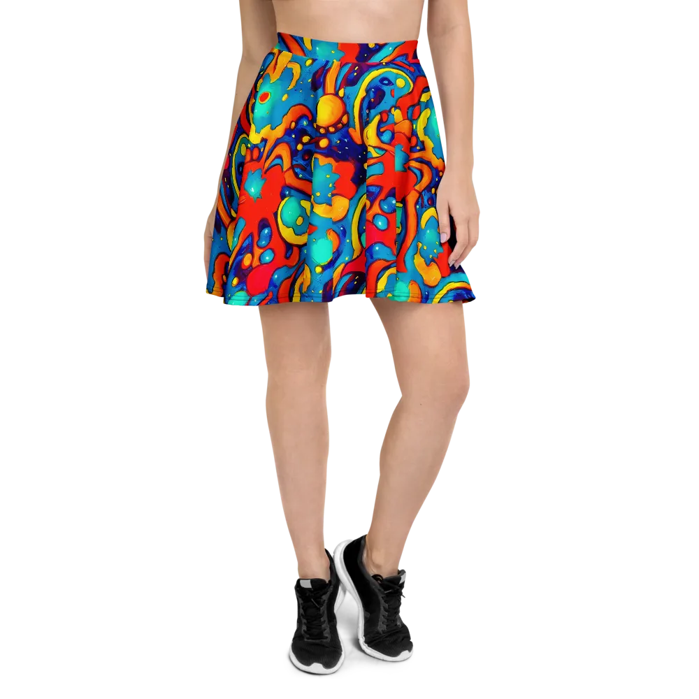 Neon Tidal Burst on Skater Skirt — Front