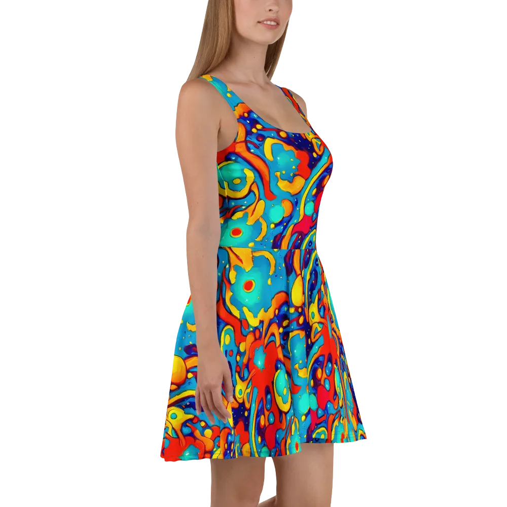 Neon Tidal Burst on Skater Dress — Right