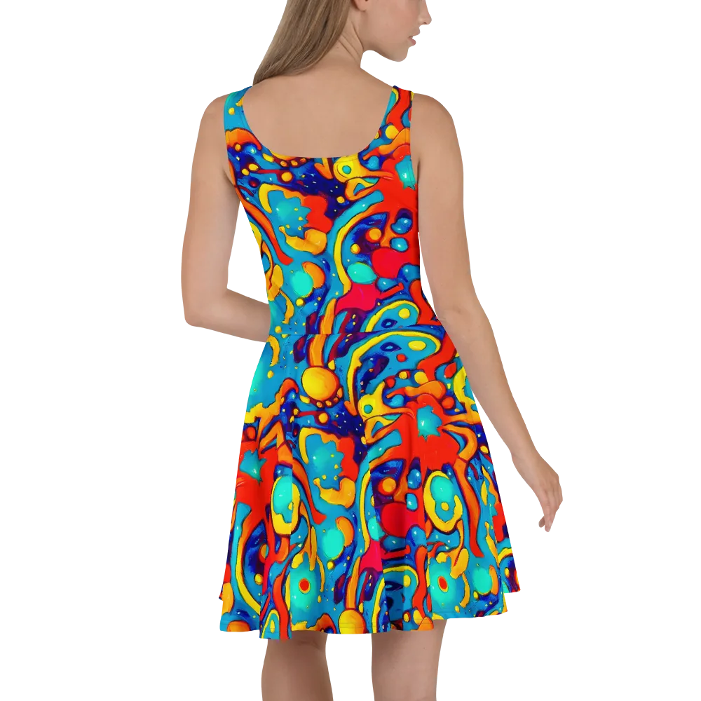 Neon Tidal Burst on Skater Dress — Back