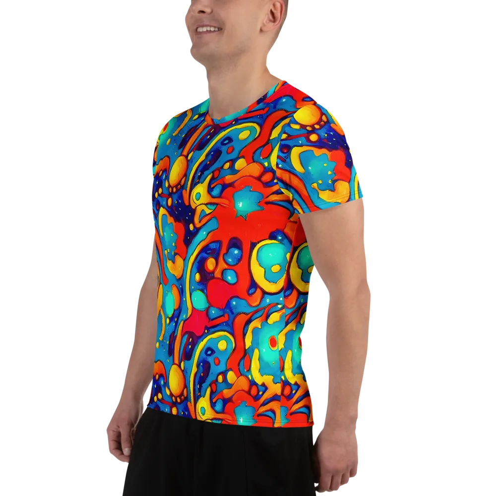 Neon Tidal Burst on Men's Athletic T-Shirt — Left