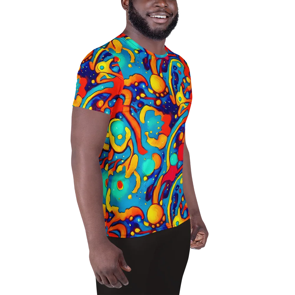 Neon Tidal Burst on Men's Athletic T-Shirt — Right