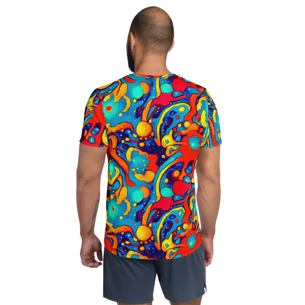 Neon Tidal Burst on Men's Athletic T-Shirt — Back