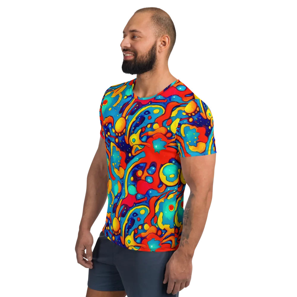 Neon Tidal Burst on Men's Athletic T-Shirt — Left