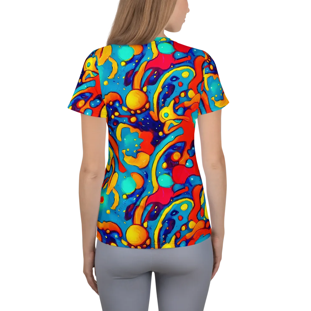 Neon Tidal Burst on Women's Athletic T-Shirt — Back
