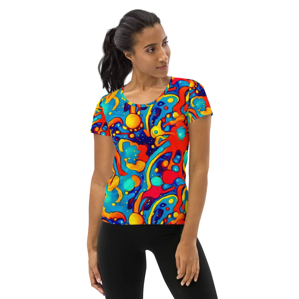 Neon Tidal Burst on Women's Athletic T-Shirt — Front