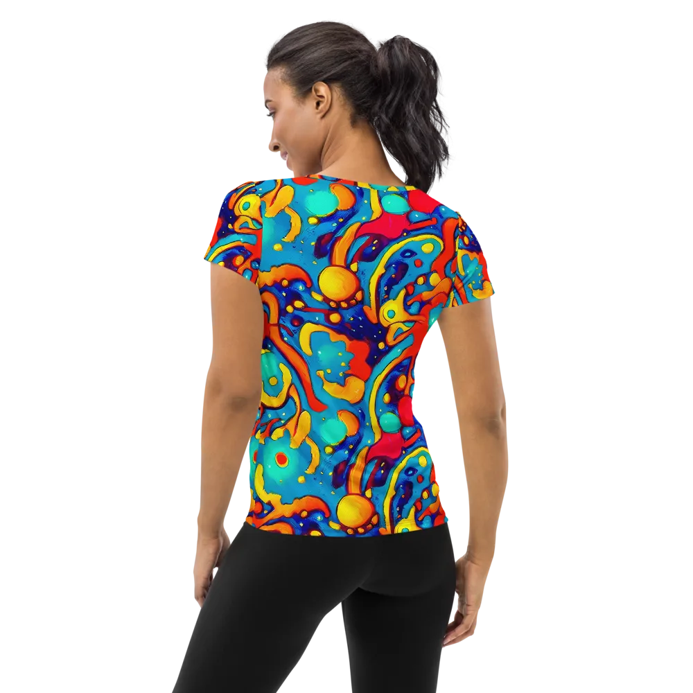 Neon Tidal Burst on Women's Athletic T-Shirt — Back