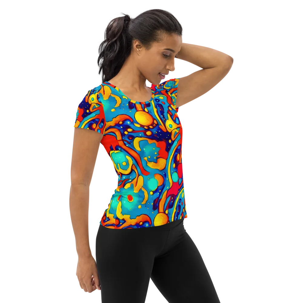 Neon Tidal Burst on Women's Athletic T-Shirt — Right