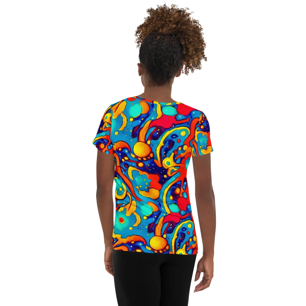 Neon Tidal Burst on Women's Athletic T-Shirt — Back