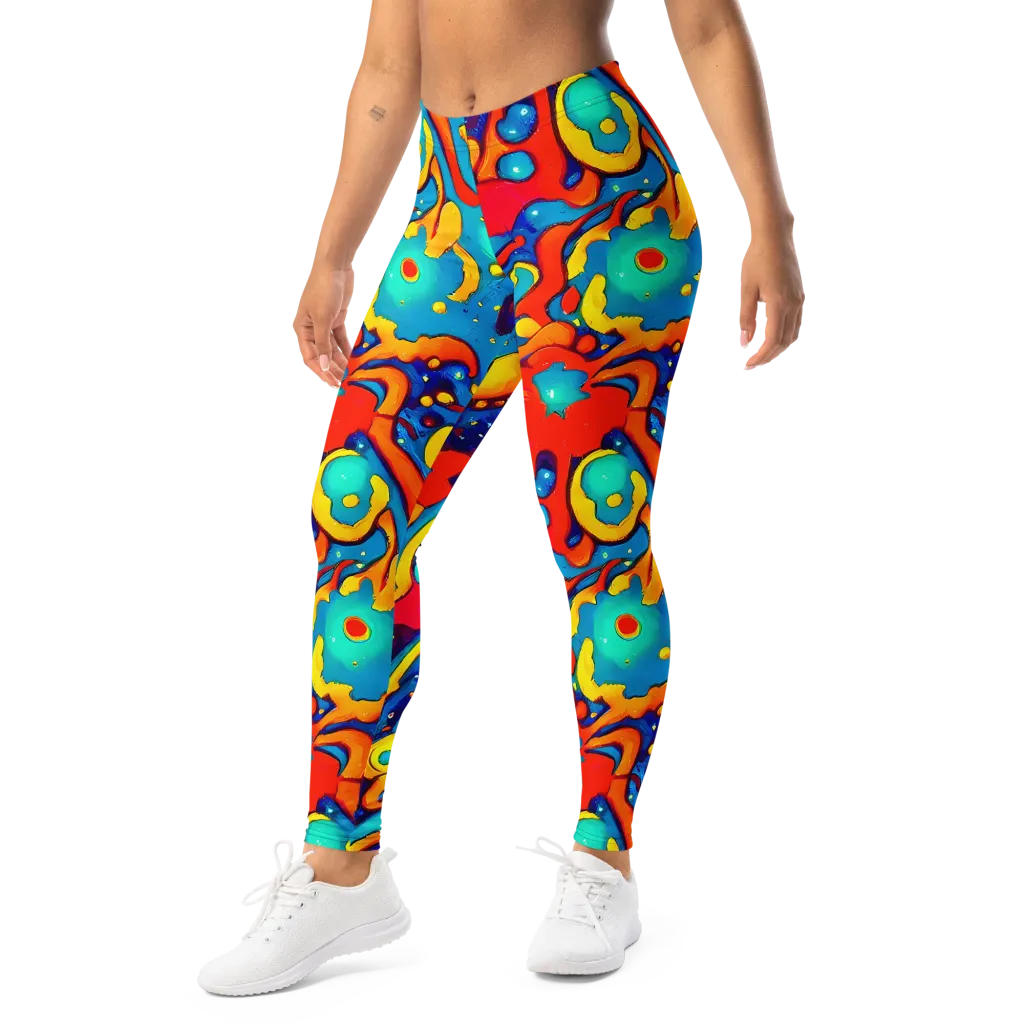 Neon Tidal Burst on Leggings — Left Front