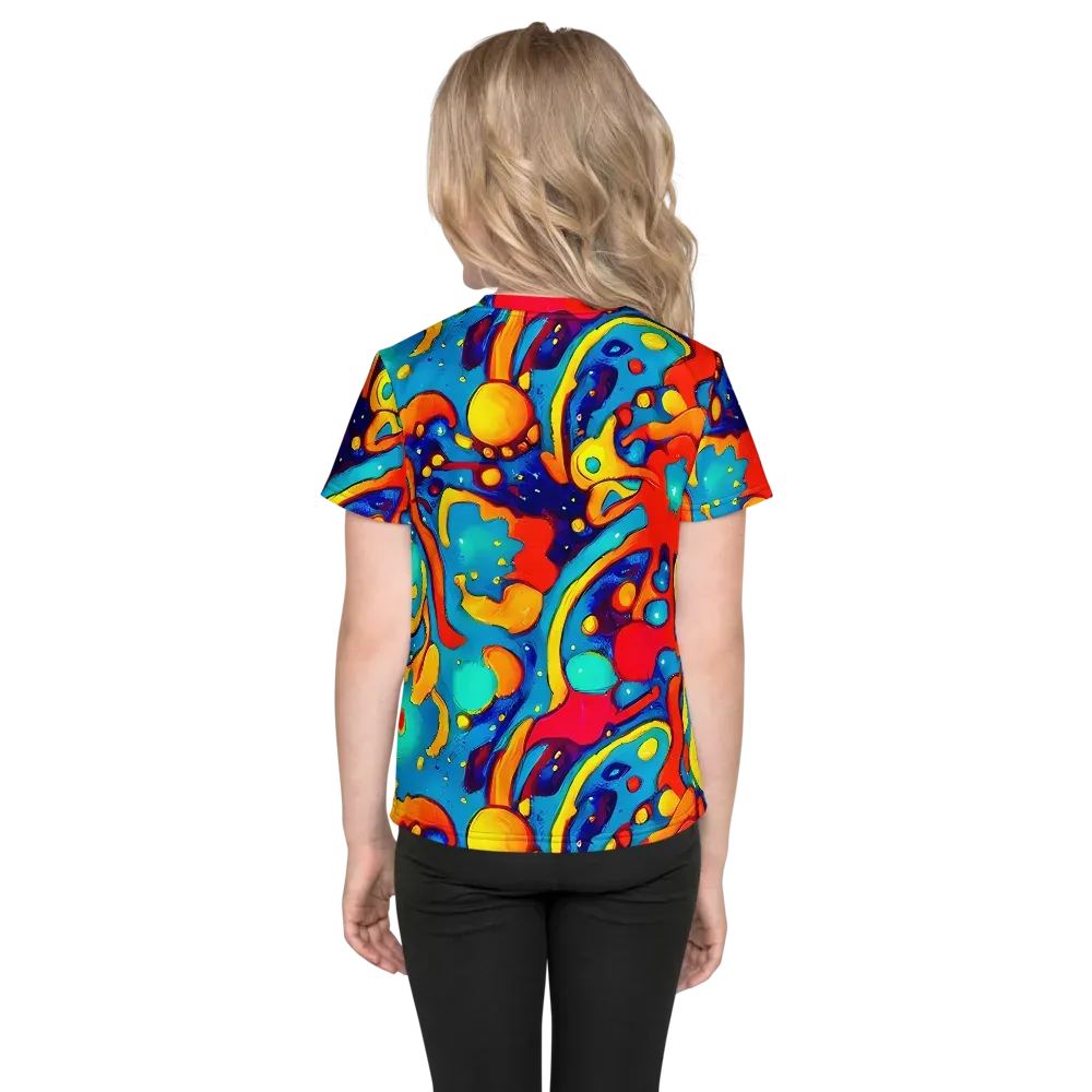 Neon Tidal Burst on Kids Crew Neck T-Shirt — Back