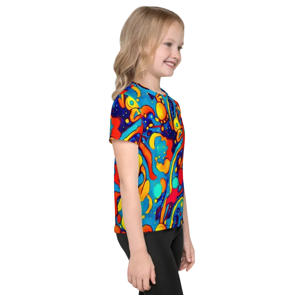 Neon Tidal Burst on Kids Crew Neck T-Shirt — Right