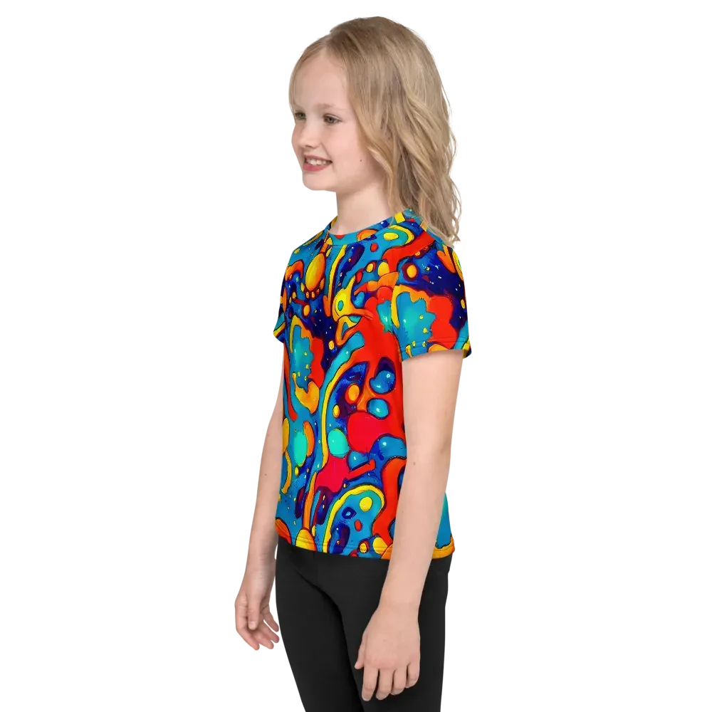 Neon Tidal Burst on Kids Crew Neck T-Shirt — Left
