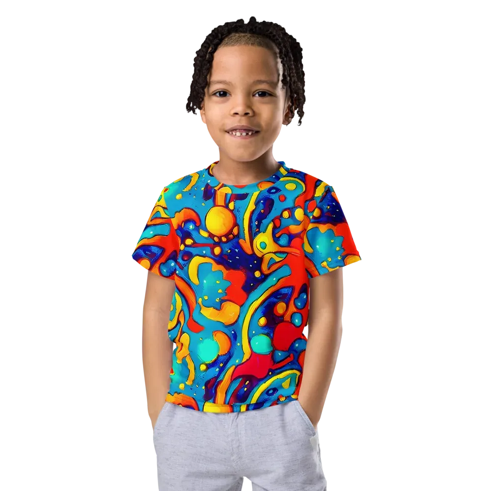 Neon Tidal Burst on Kids Crew Neck T-Shirt — Front