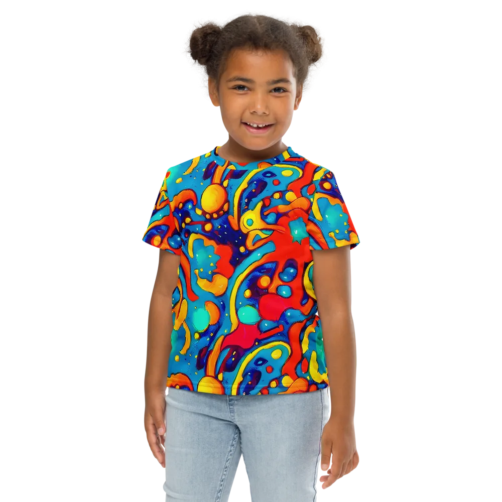 Neon Tidal Burst on Kids Crew Neck T-Shirt — Front