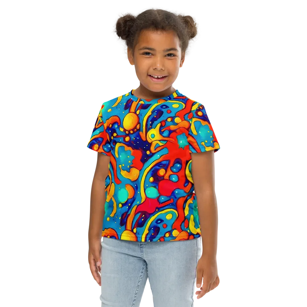 Neon Tidal Burst on Kids Crew Neck T-Shirt — Front
