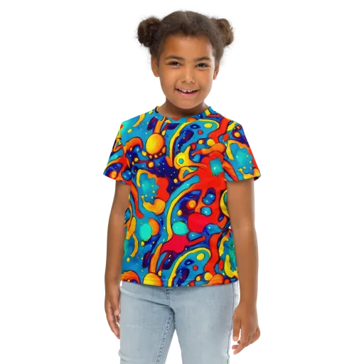 Neon Tidal Burst on a Kids Crew Neck T-Shirt