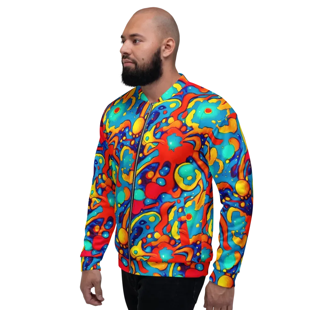 Neon Tidal Burst on Bomber Jacket — Left