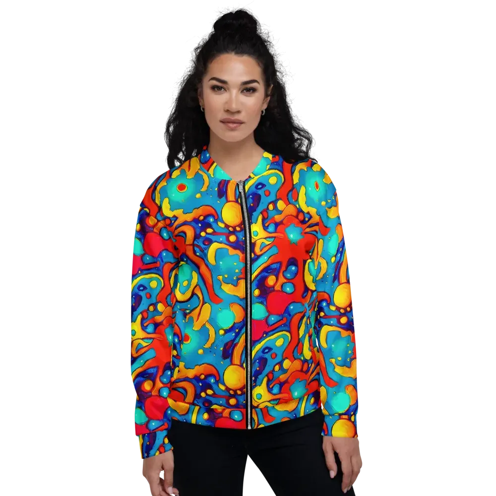 Neon Tidal Burst on Bomber Jacket — Front