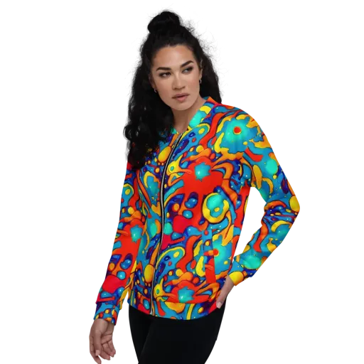Neon Tidal Burst on a Bomber Jacket